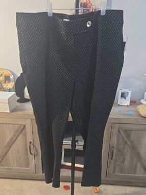 Zac & Rachel Black Pants with Small White Diamond Dot Pattern